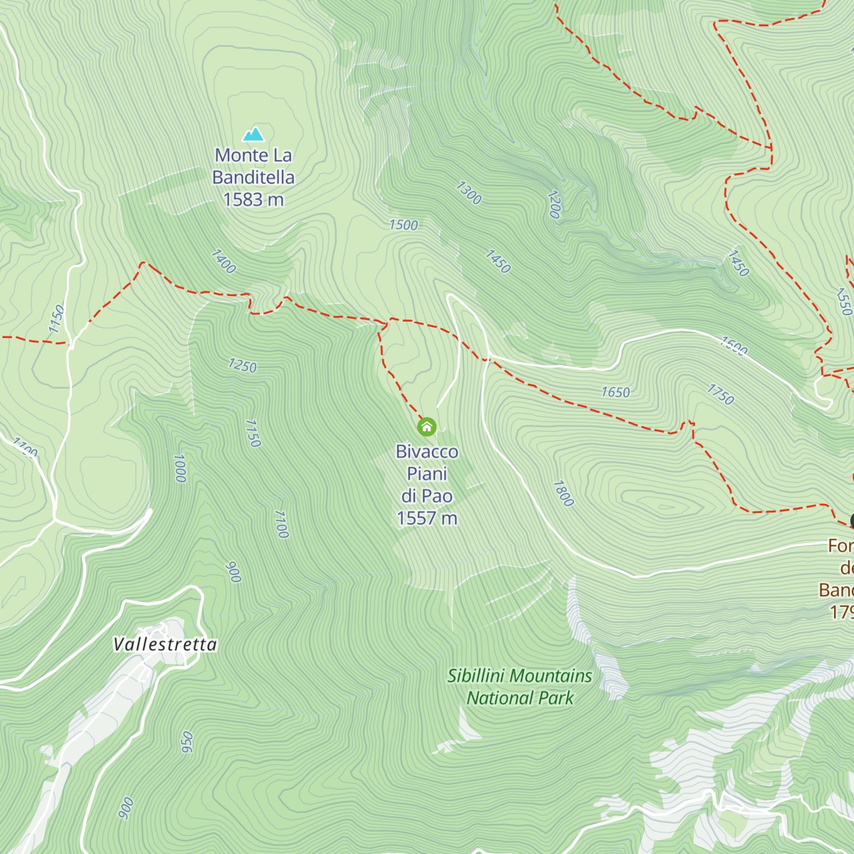 Bivacco Piani di Pao map