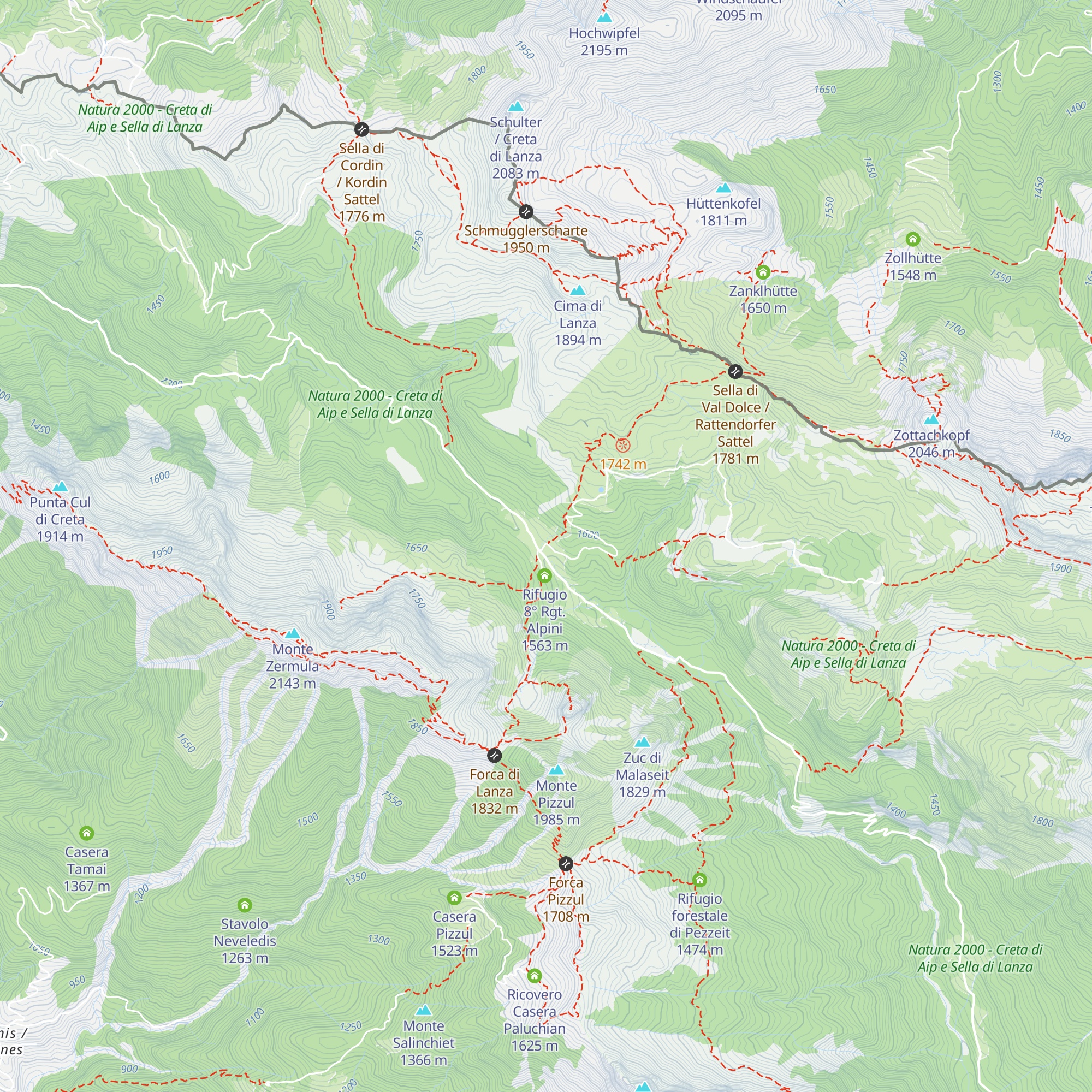 Malga Cason di Lanza map
