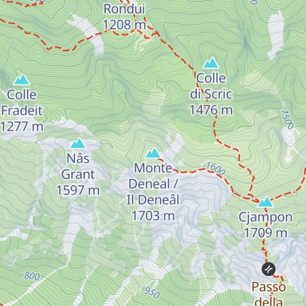 Map of Monte Deneal / Il Deneâl