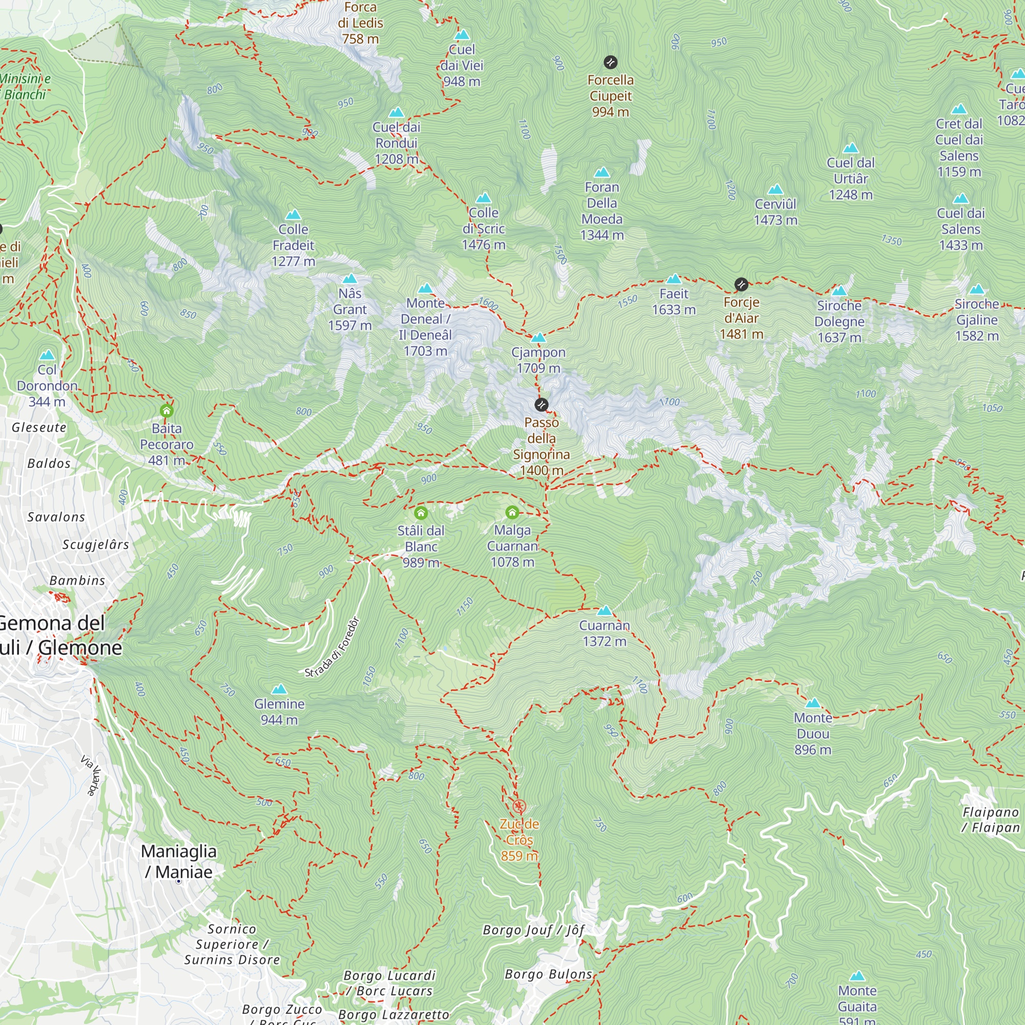 Malga Cuarnan map