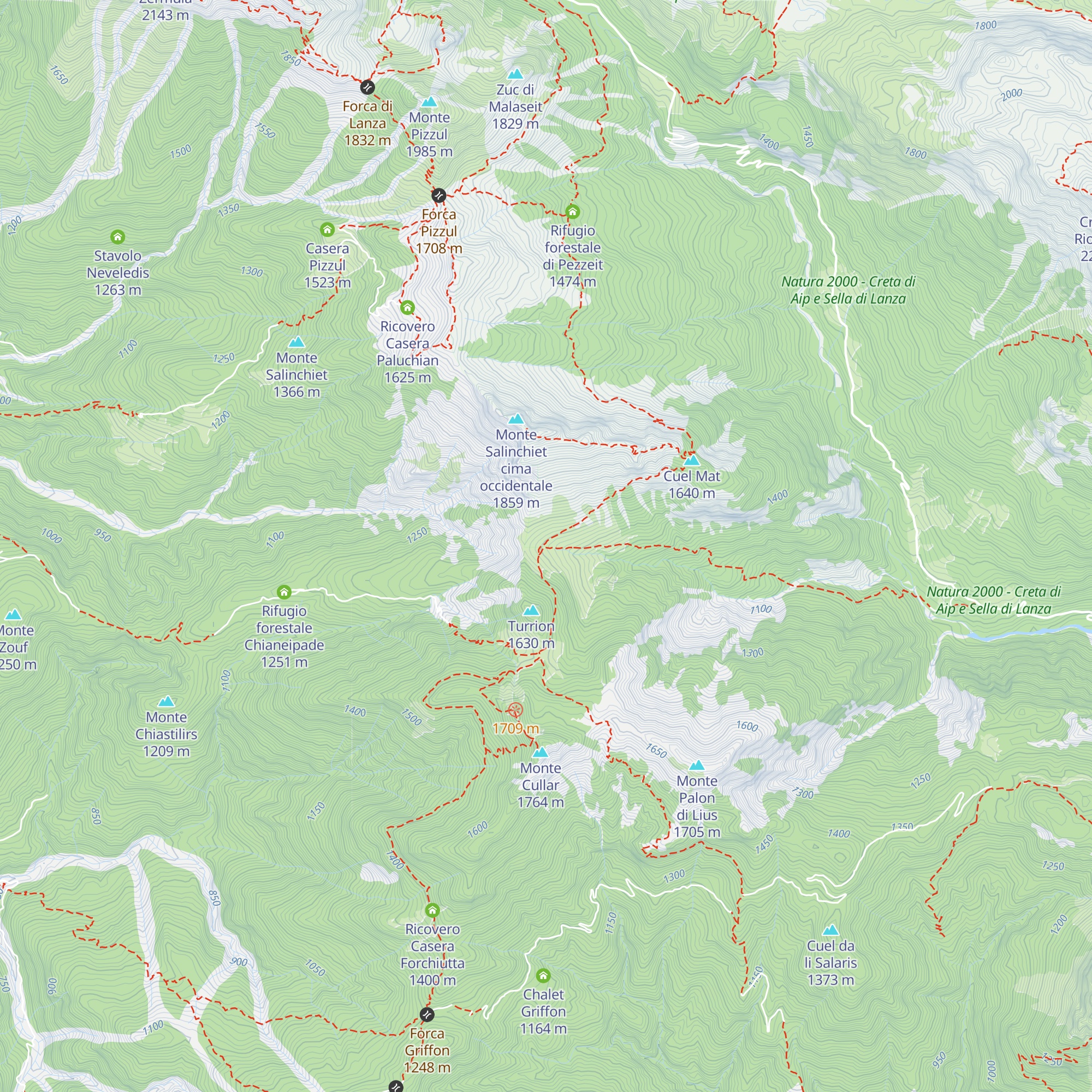 Casera Pradulina map
