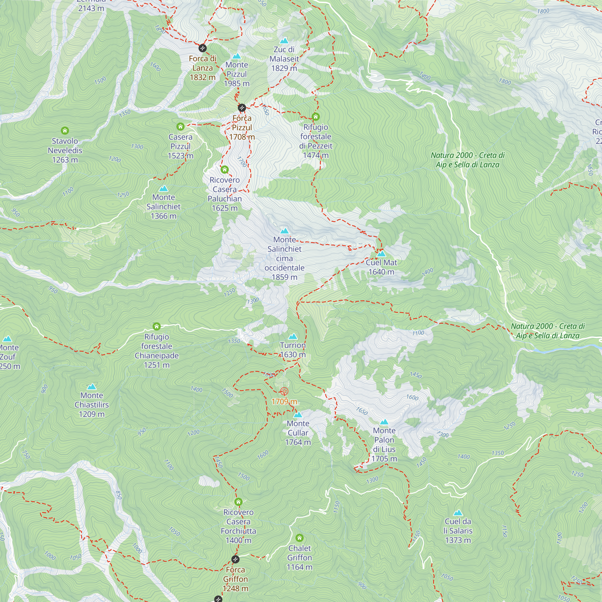 Casera Pradulina map