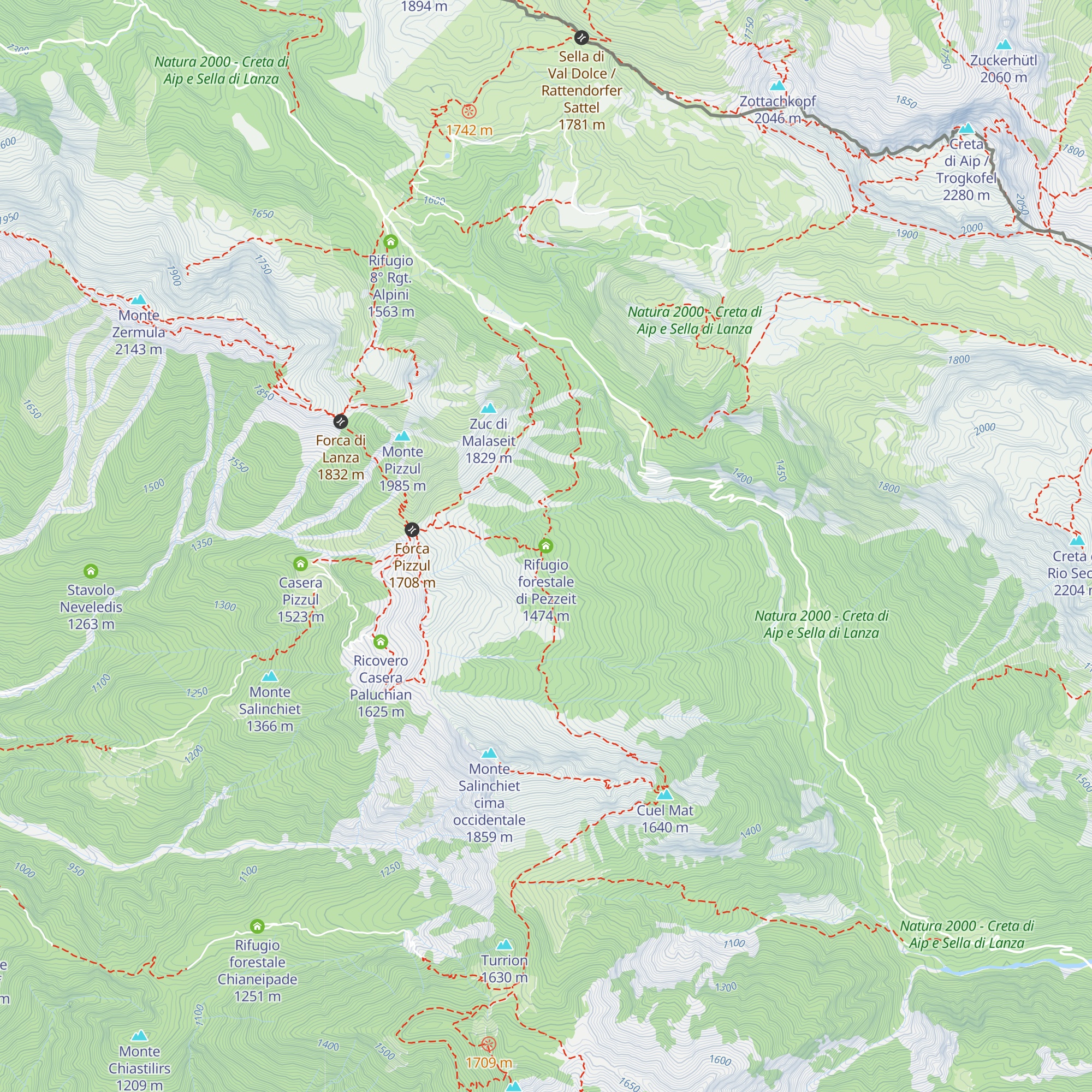 Rifugio forestale di Pezzeit map