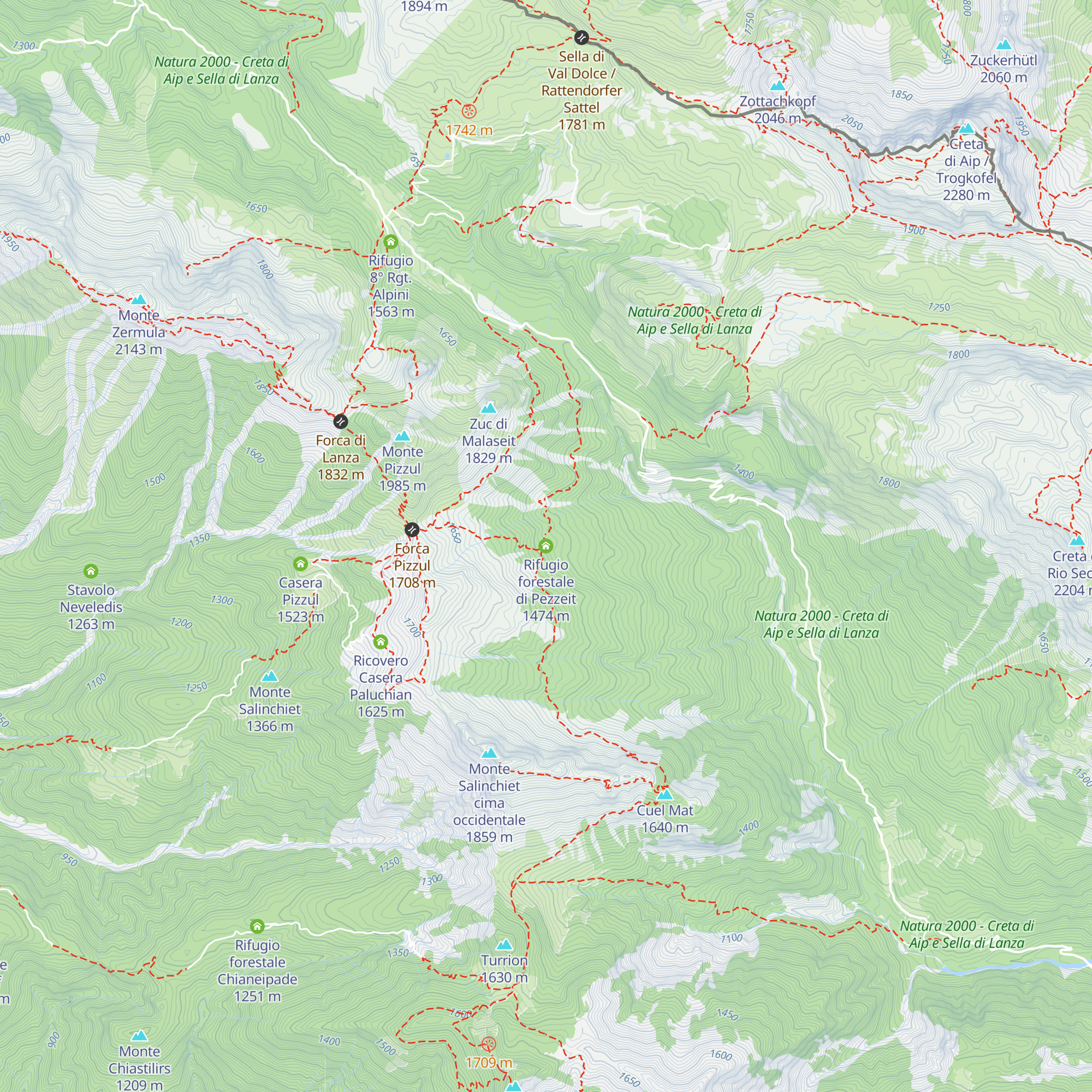 Rifugio forestale di Pezzeit map