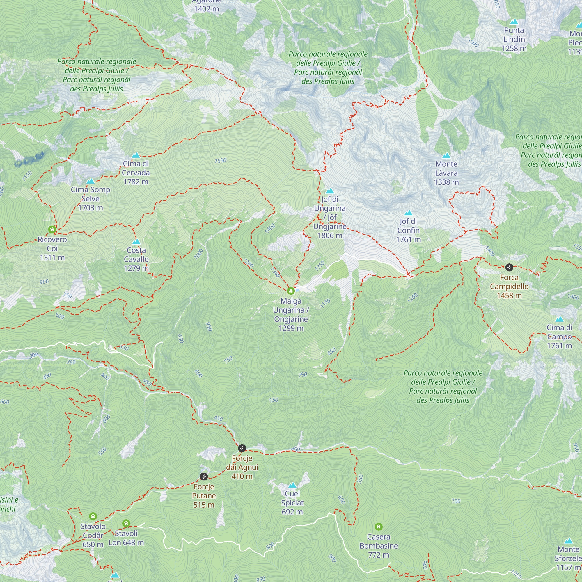Malga Ungarina / Ongjarine map