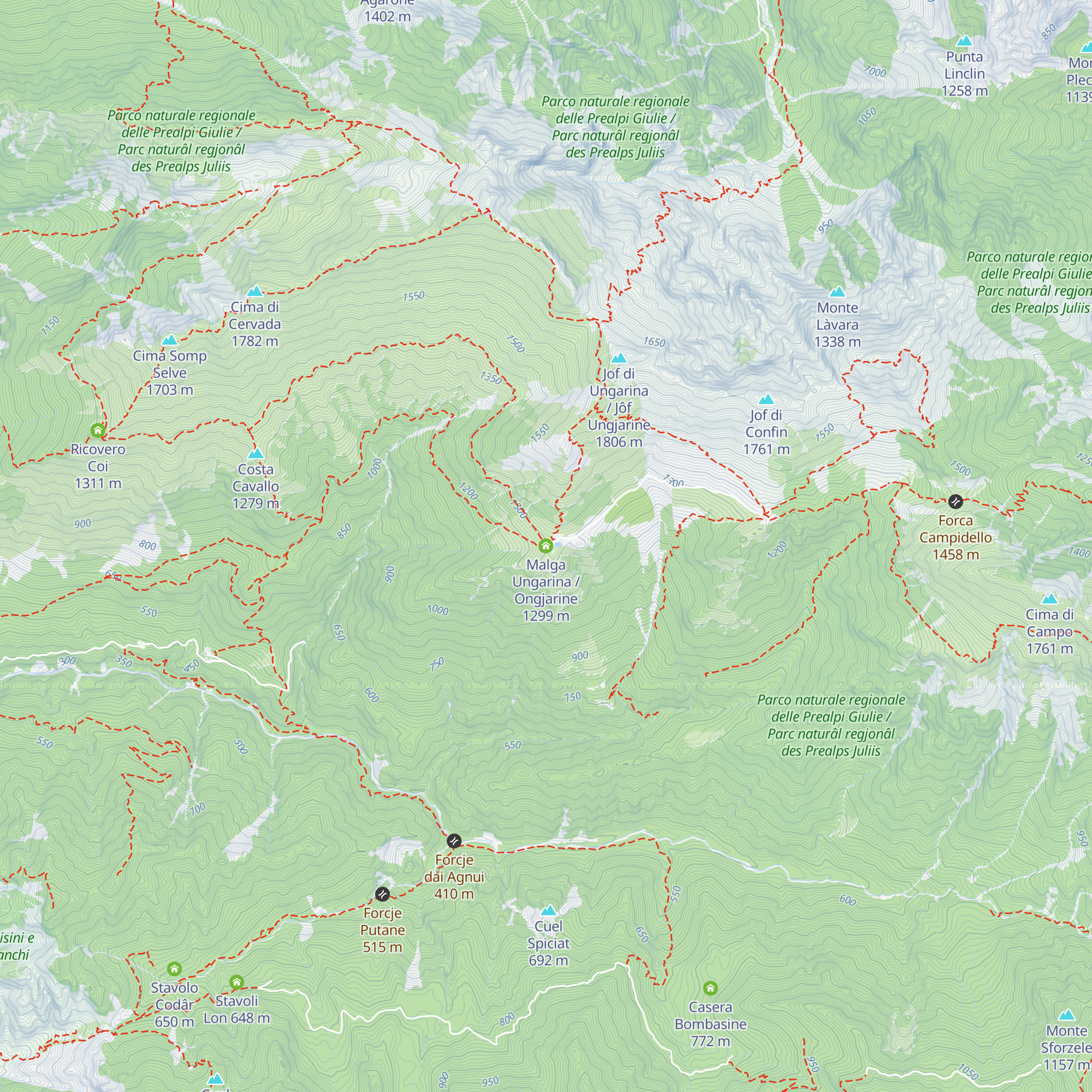 Malga Ungarina / Ongjarine map