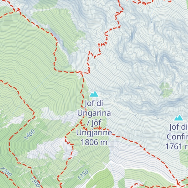Map of Jof di Ungarina / Jôf Ungjarine