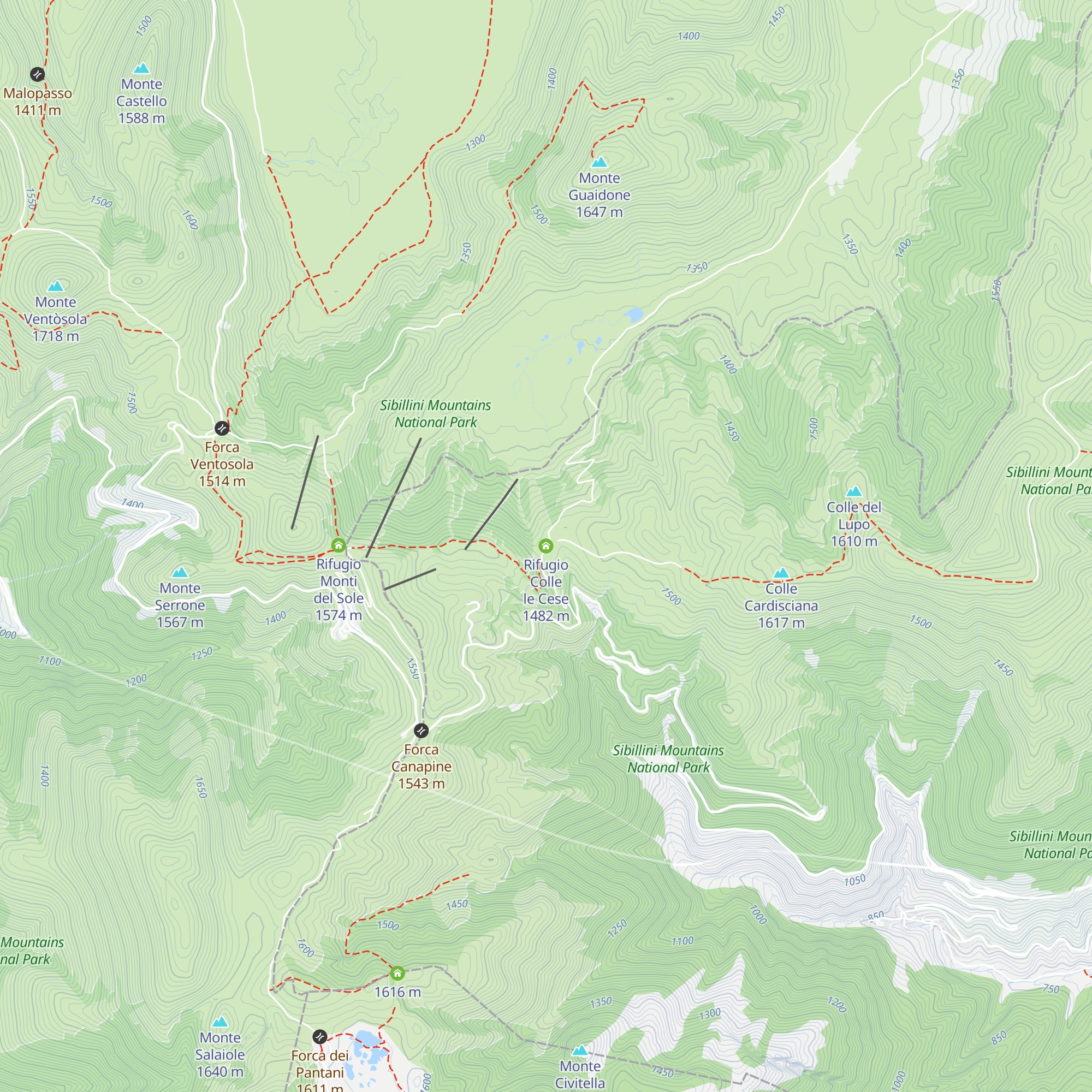Rifugio Colle le Cese map