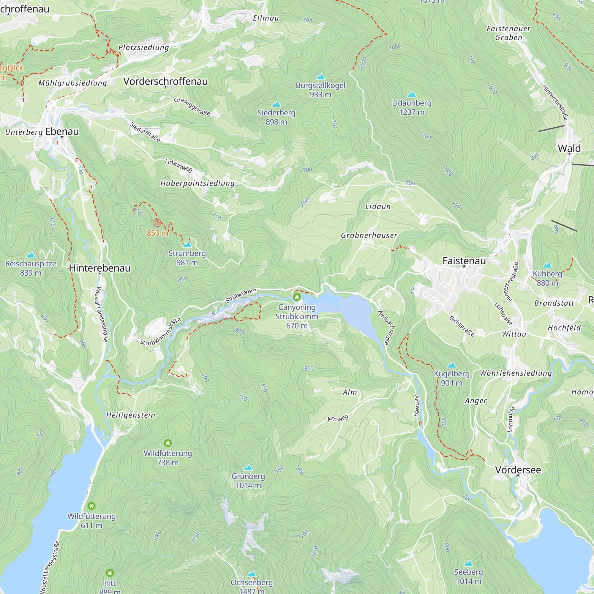 Canyoning Strubklamm map