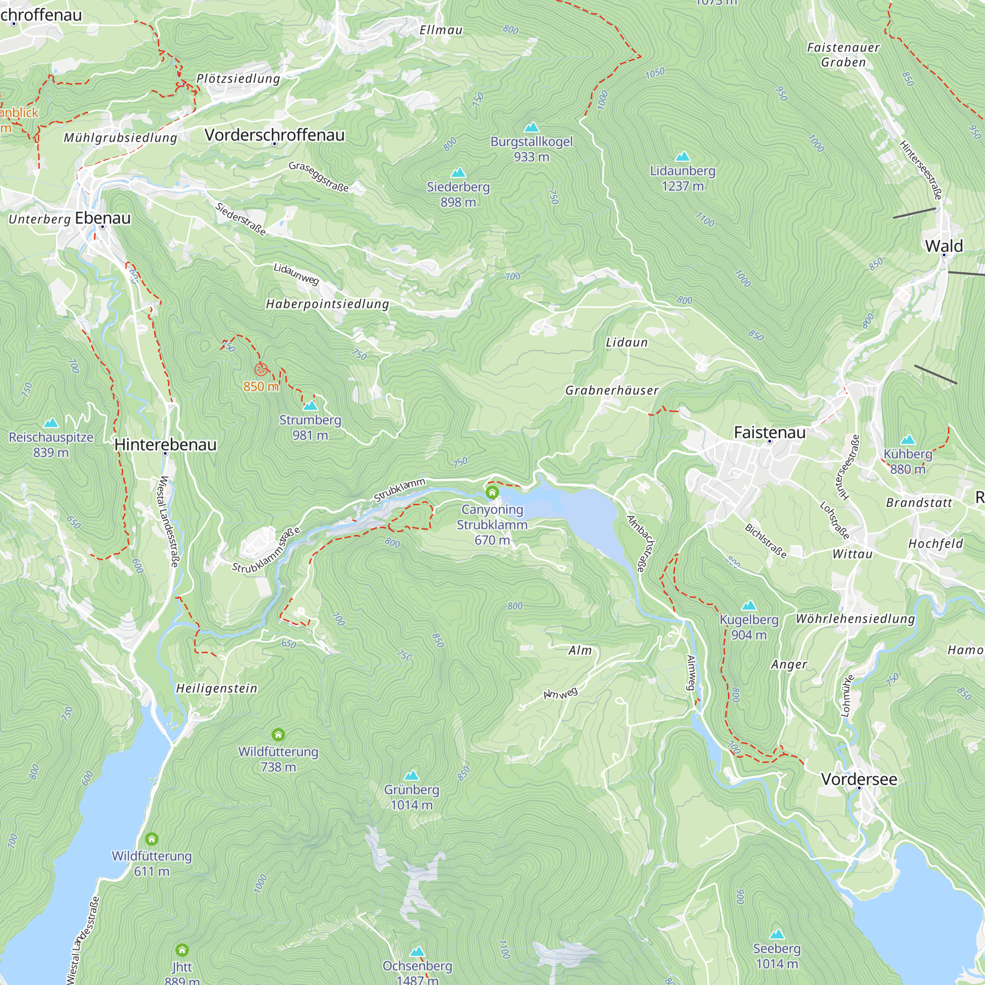 Canyoning Strubklamm map