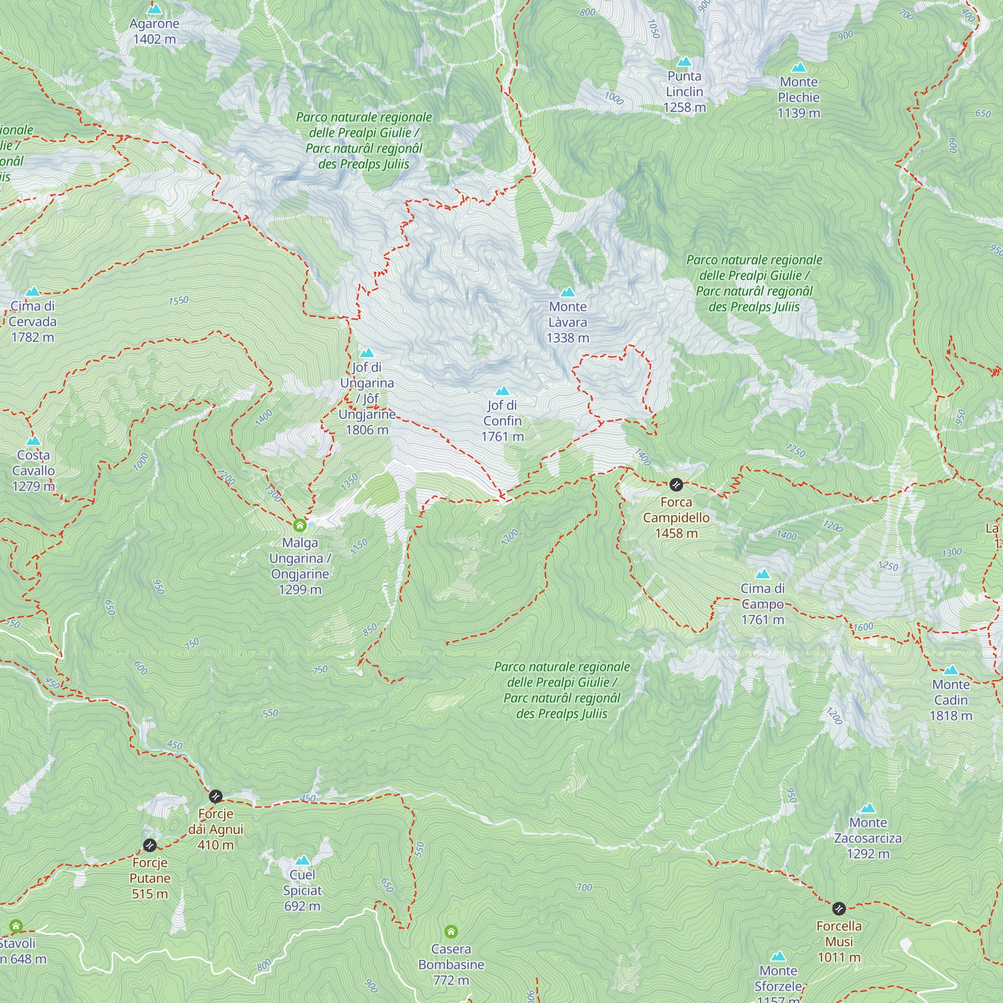 Malga Confin / Malghe Cunfin map