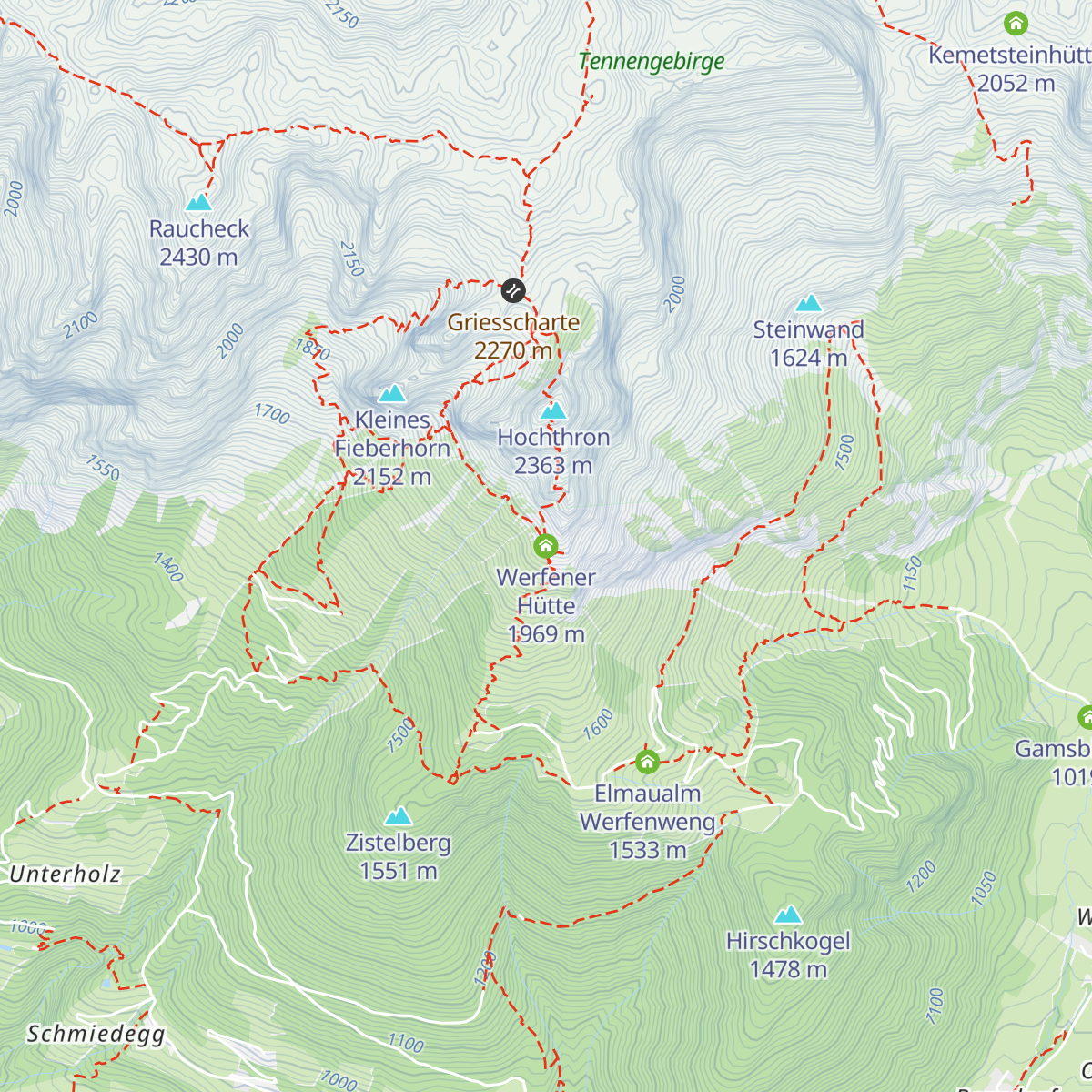 Werfener Hütte map