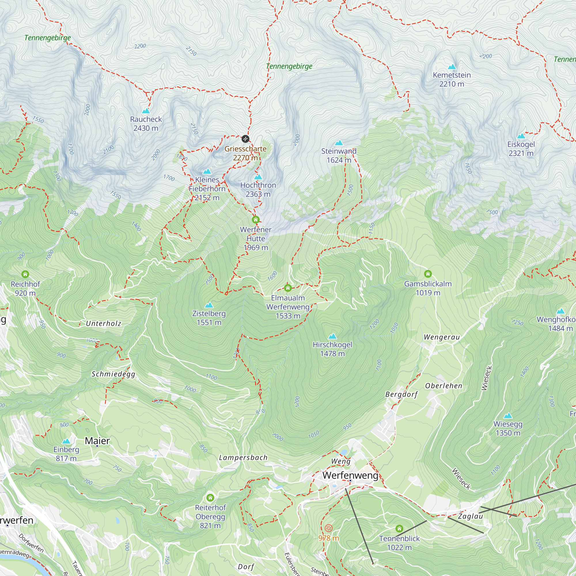 Elmaualm Werfenweng map