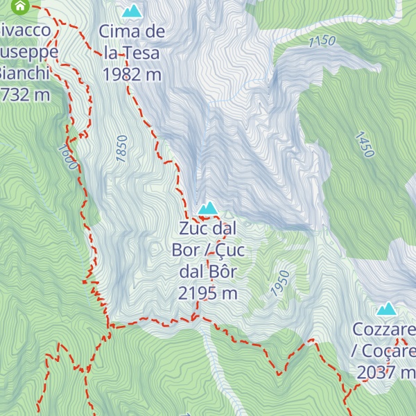 Map of Zuc dal Bor / Çuc dal Bôr