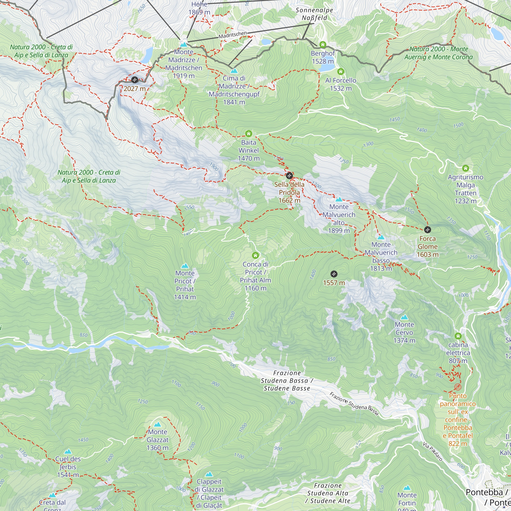 Conca di Pricot / Prihat Alm map