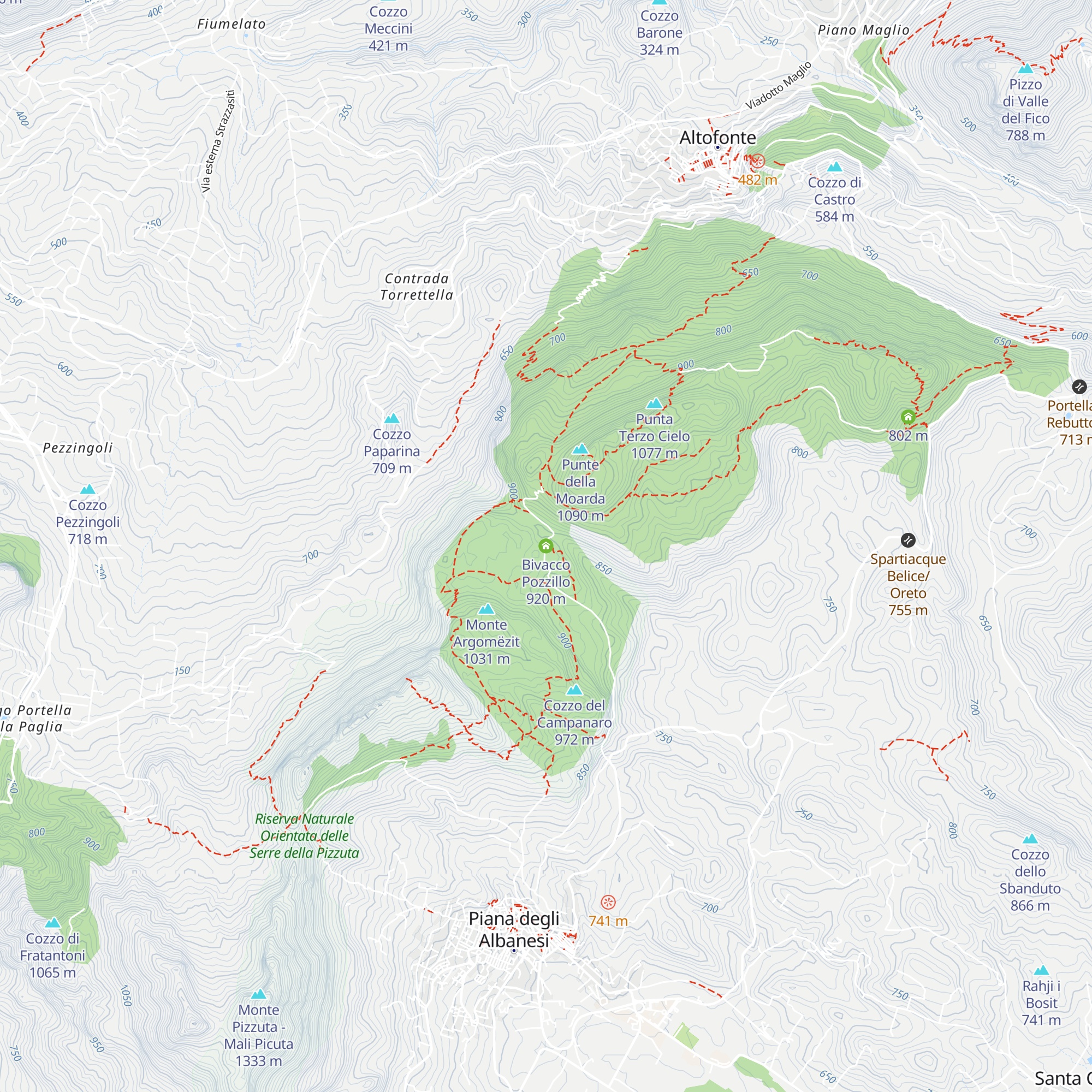 Bivacco Pozzillo map