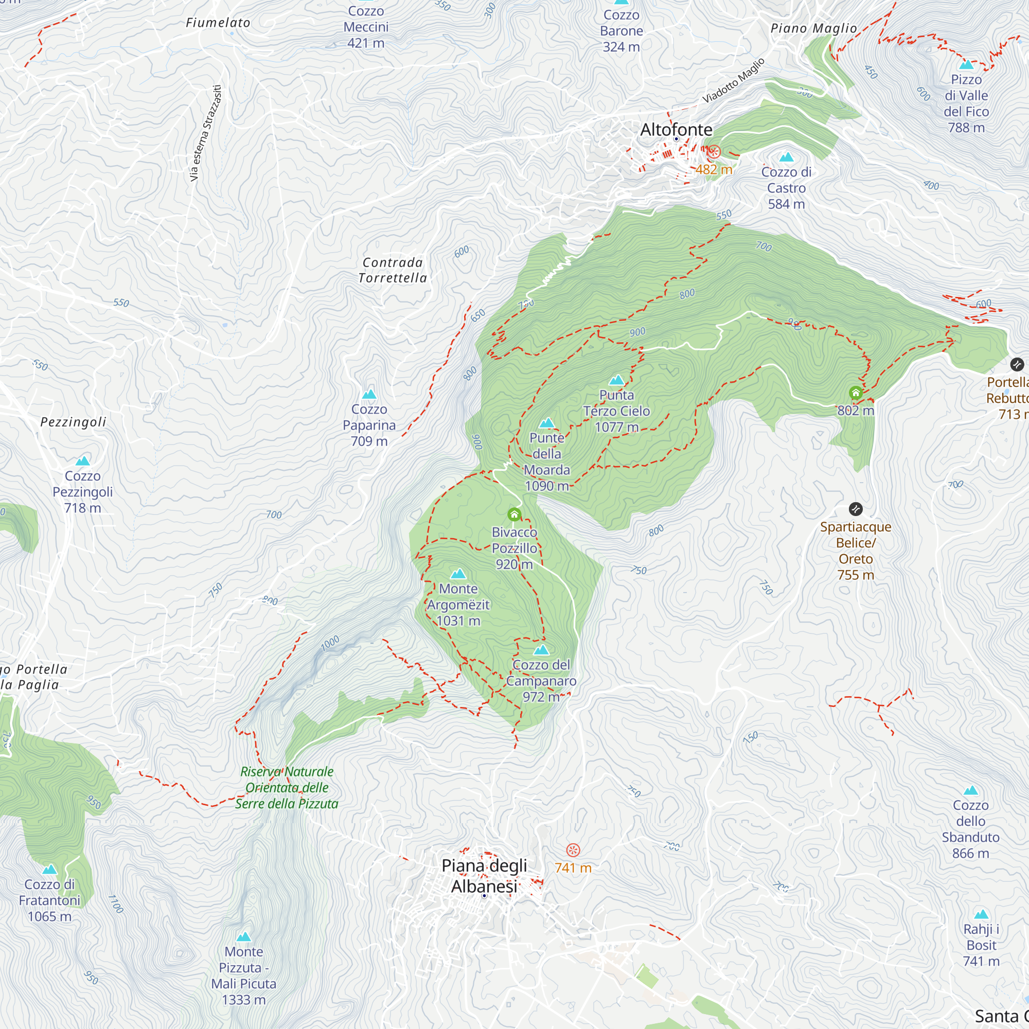 Bivacco Pozzillo map