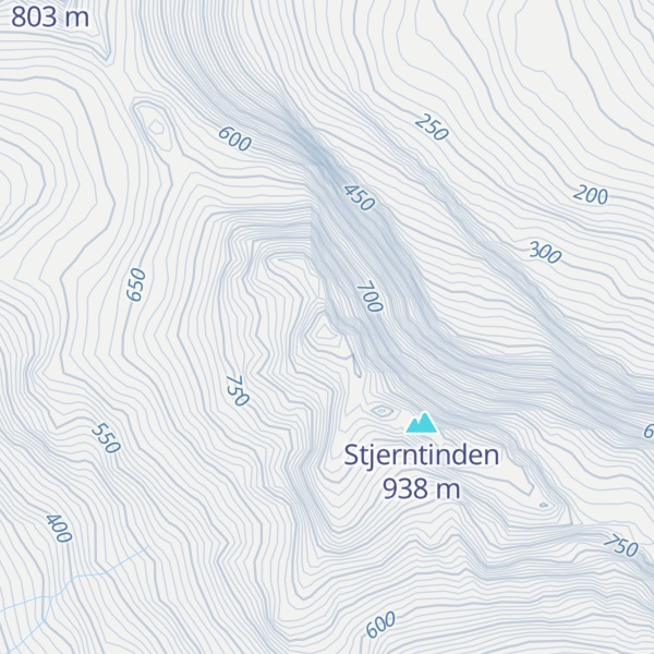 Map of Stjerntinden nordvest