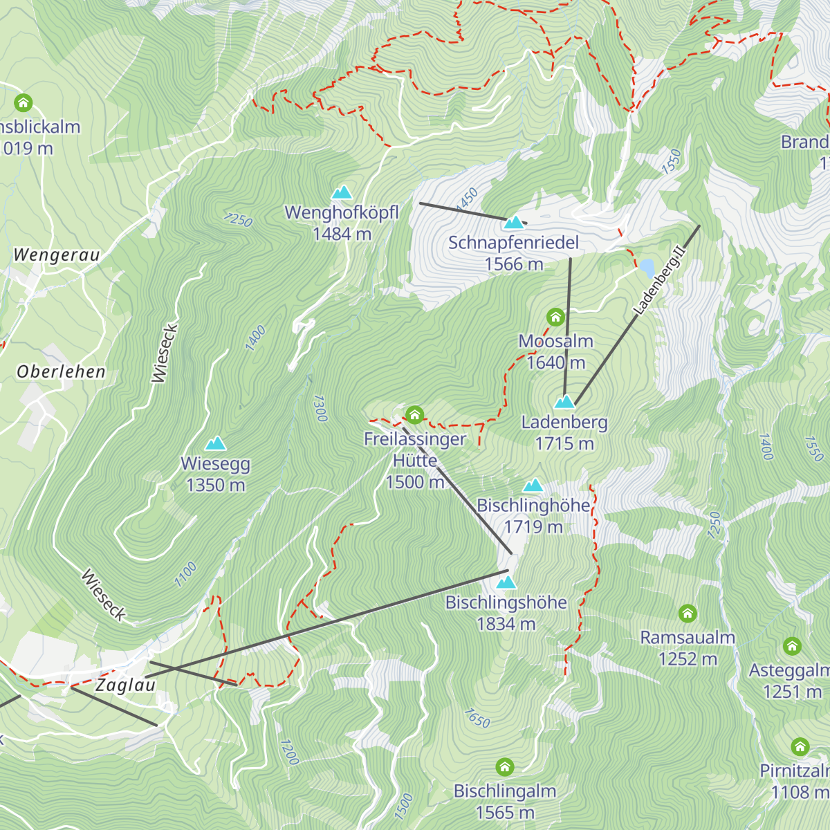 Freilassinger Hütte map
