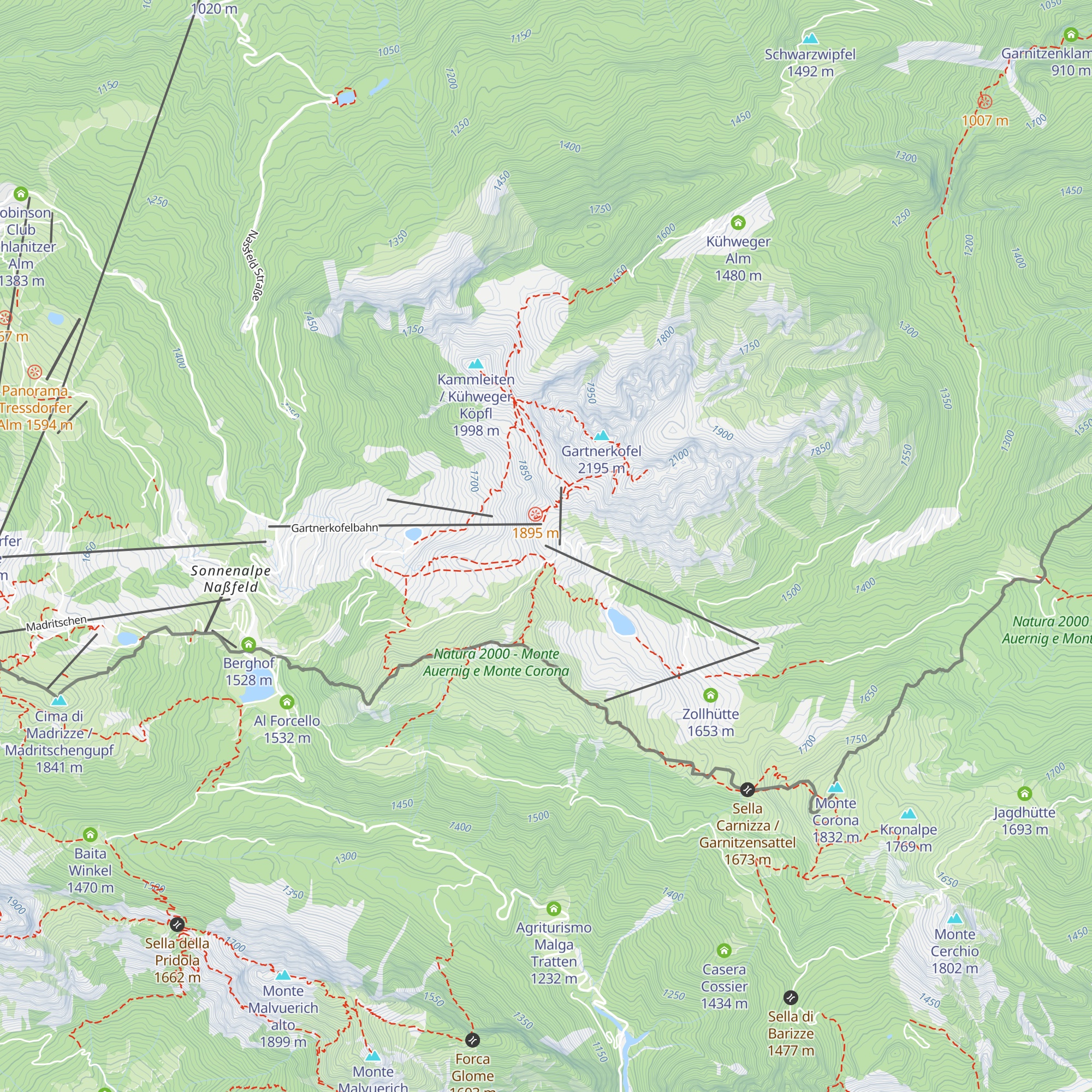 Garnitzen I "La Prima" Bergstation map