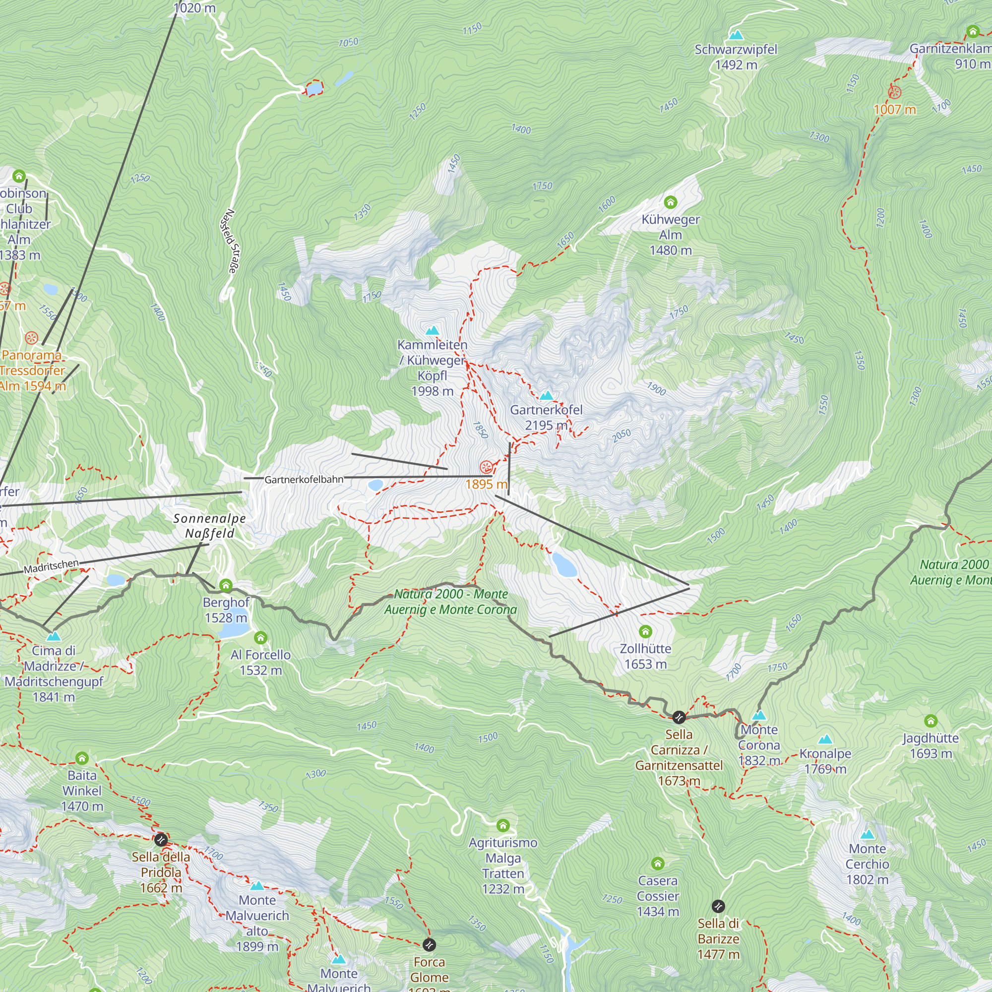 Garnitzen I "La Prima" Bergstation map
