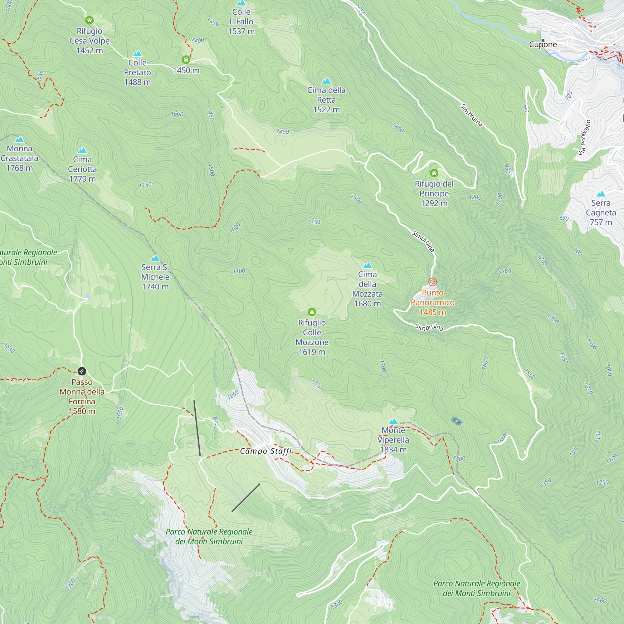 Rifuglio Colle Mozzone map