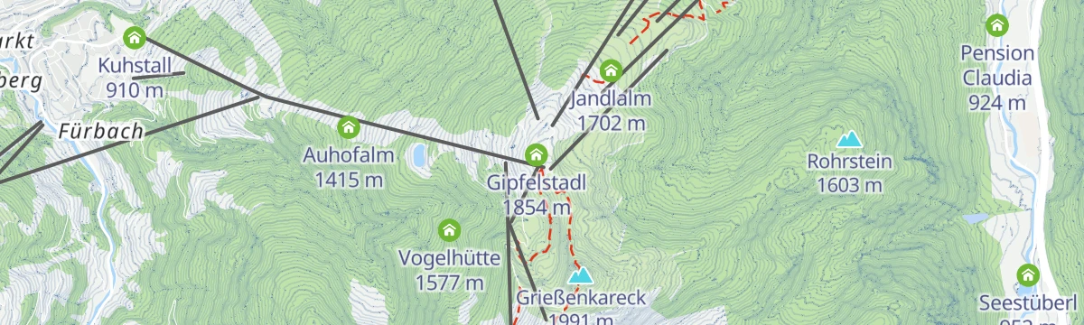 Map of the start of Höhenwanderung: Grießenkareck - Frauenalm - Jandlalm