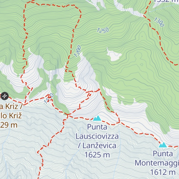 Map of Rifugio A.N.A. Montemaggiore-Monteaperta/zavetišče Viškoroša