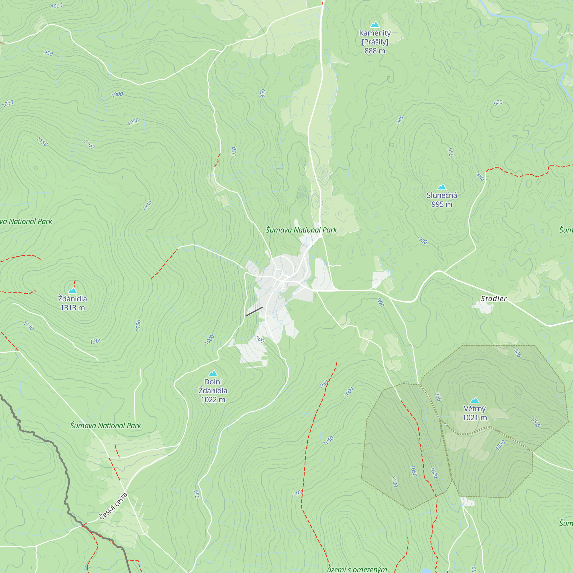 Chata KČT Prášily map