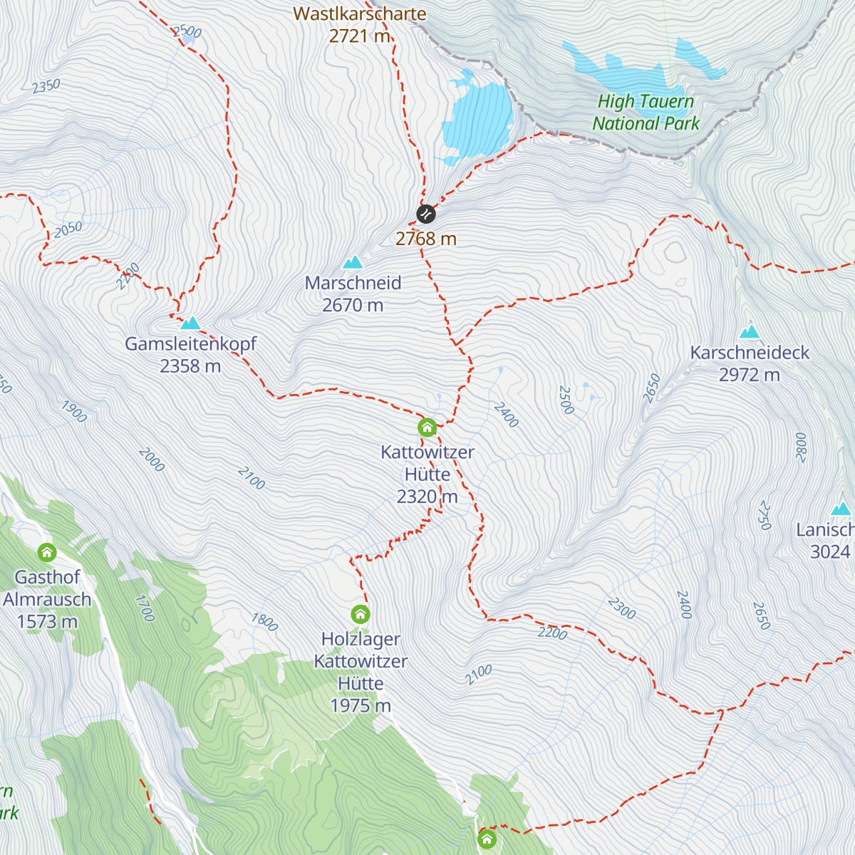 Kattowitzer Hütte map