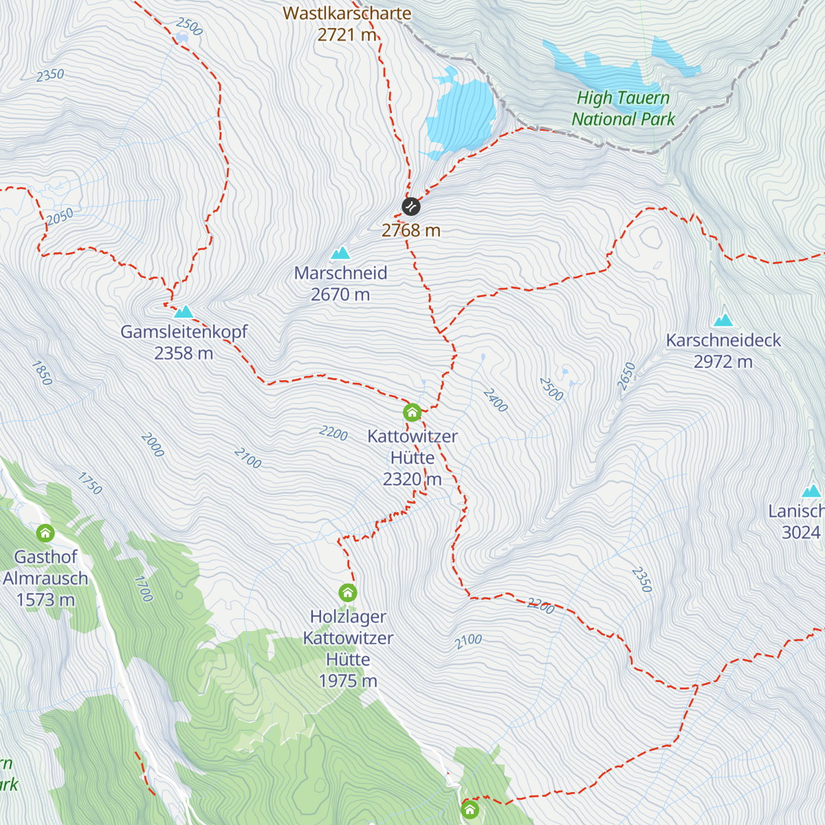 Kattowitzer Hütte map