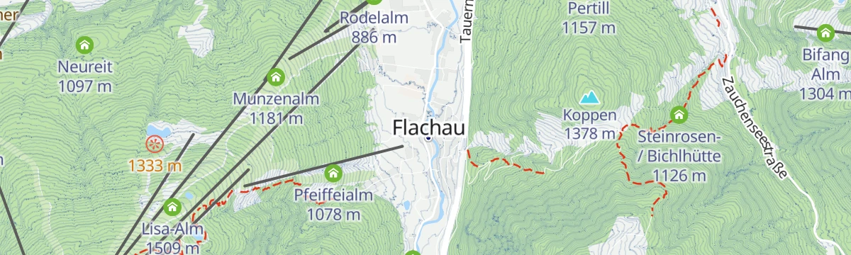 Map of the start of Sattelbauer-Runde Flachau (SW 31)