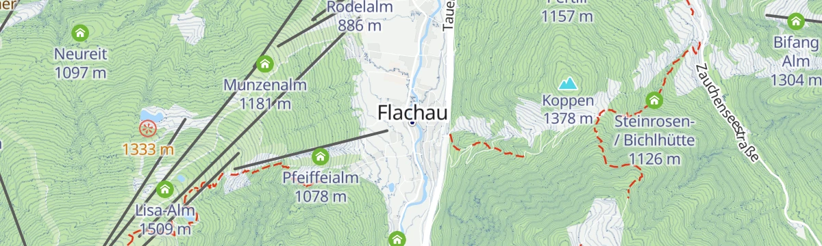 Map of the start of Radstadt-Rossbrand-Runde (SW 13)