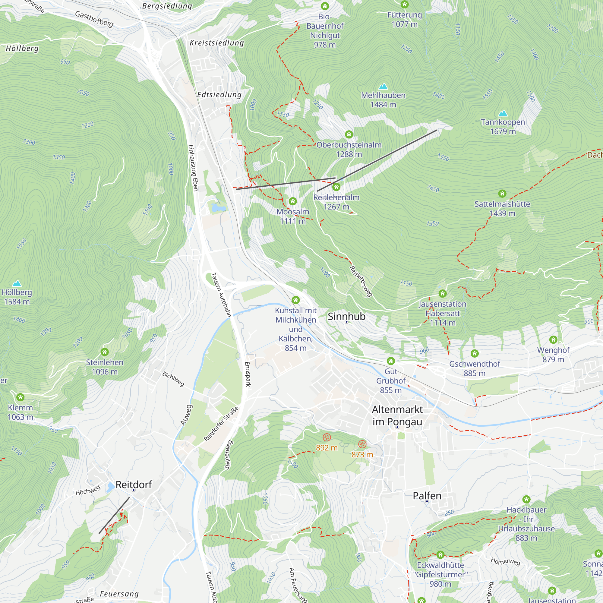Romantische Appartements Sinnhubbauer map