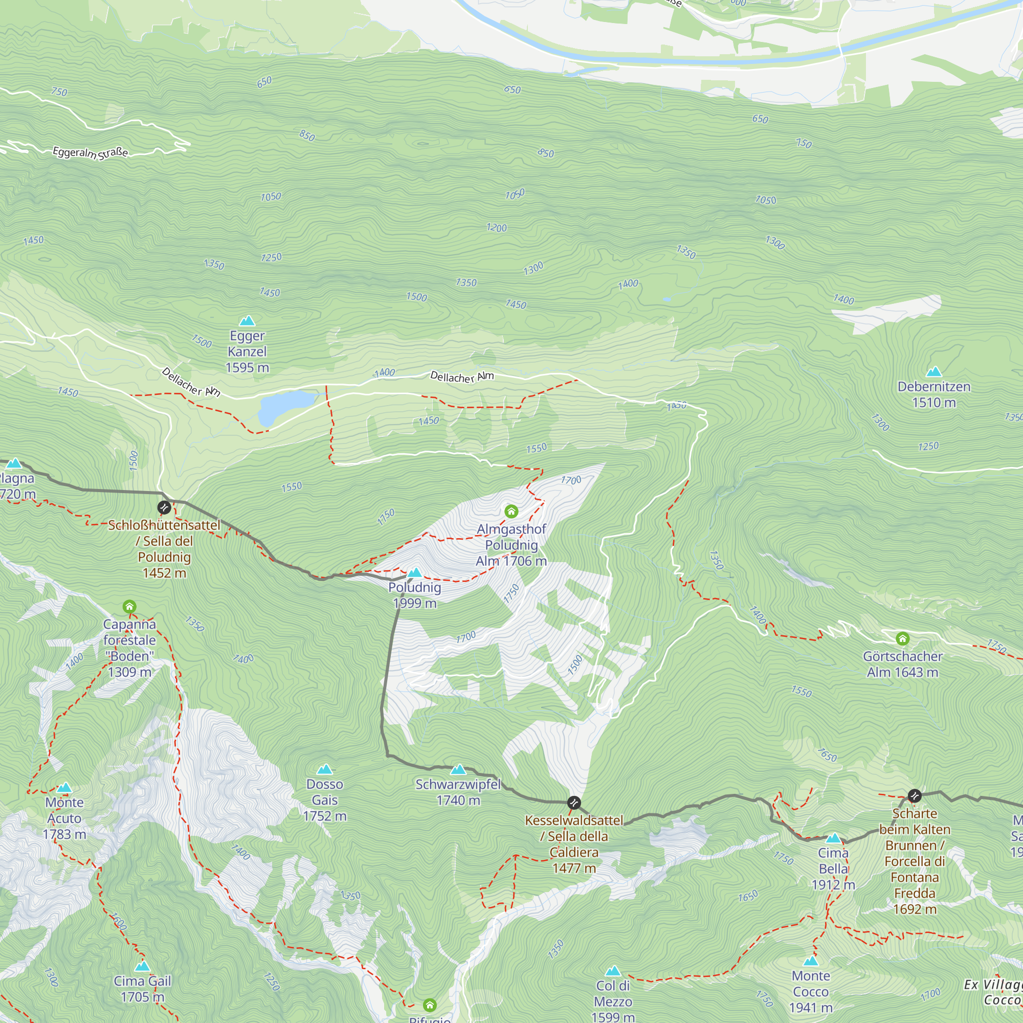 Almgasthof Poludnig Alm map