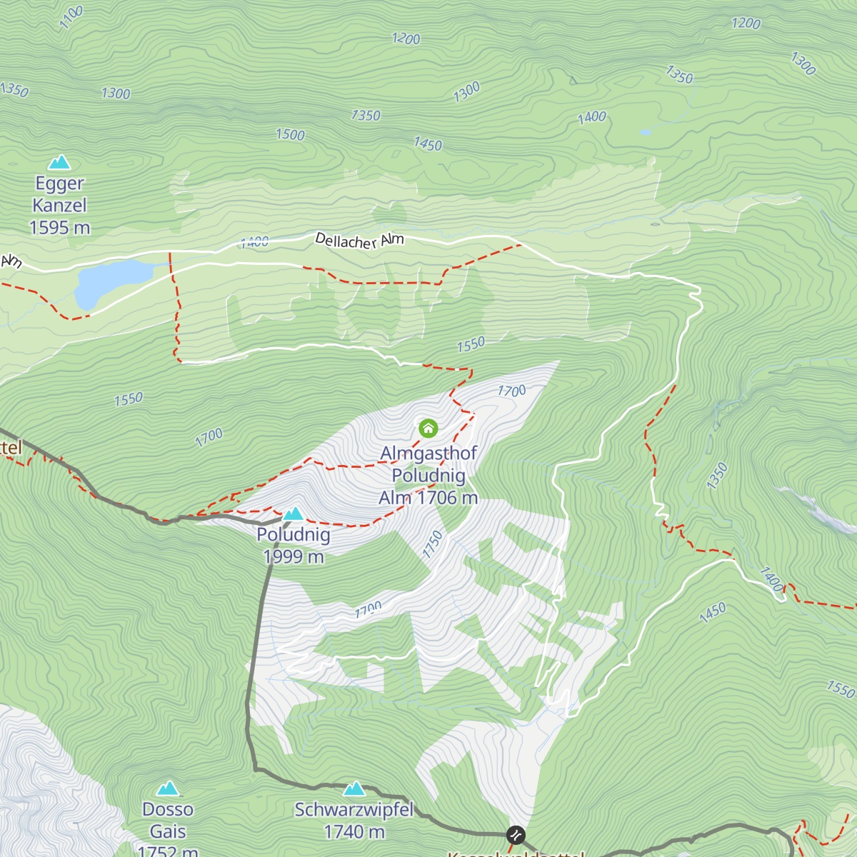 Almgasthof Poludnig Alm map