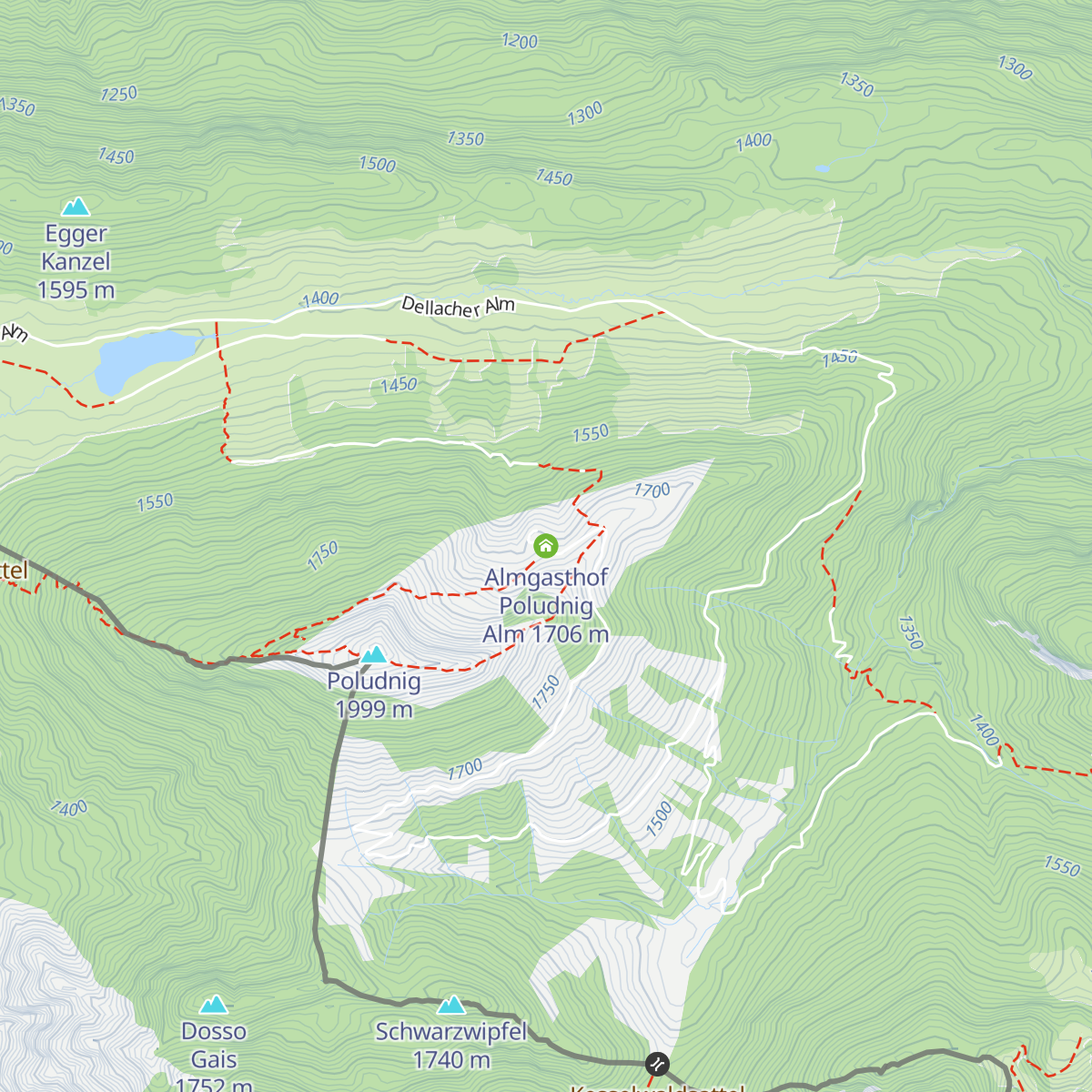 Almgasthof Poludnig Alm map
