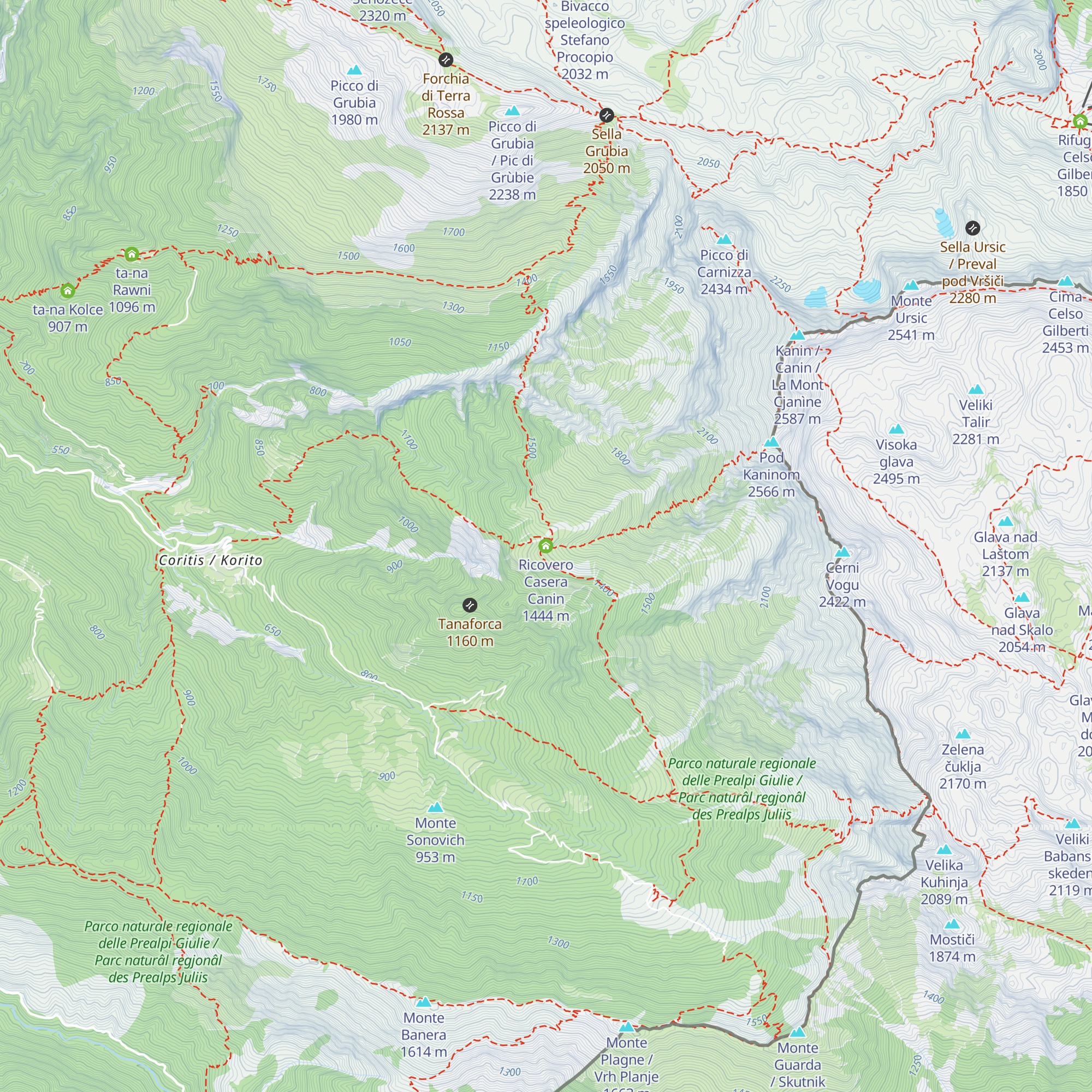 Ricovero Casera Canin map