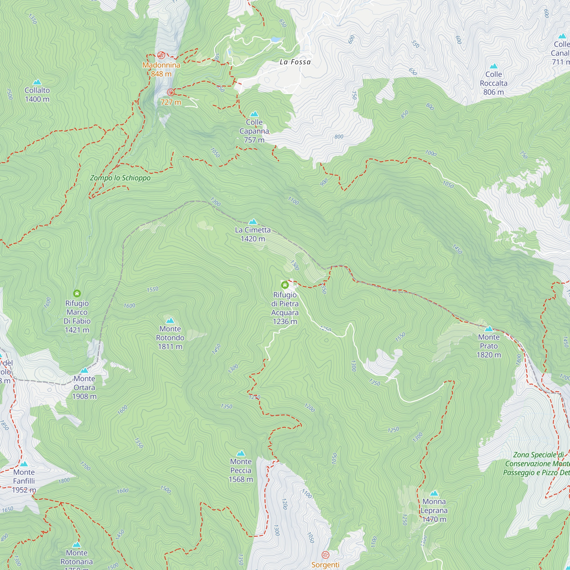 Rifugio di Pietra Acquara map