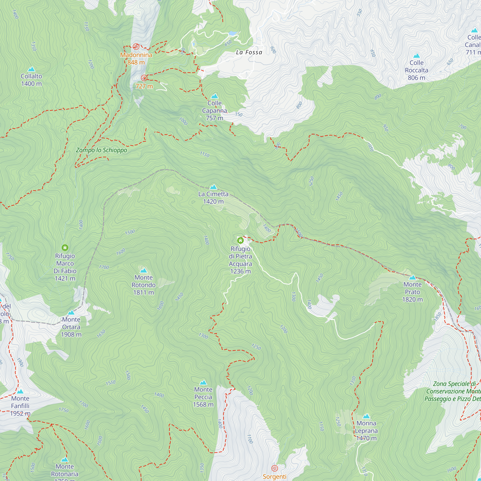 Rifugio di Pietra Acquara map