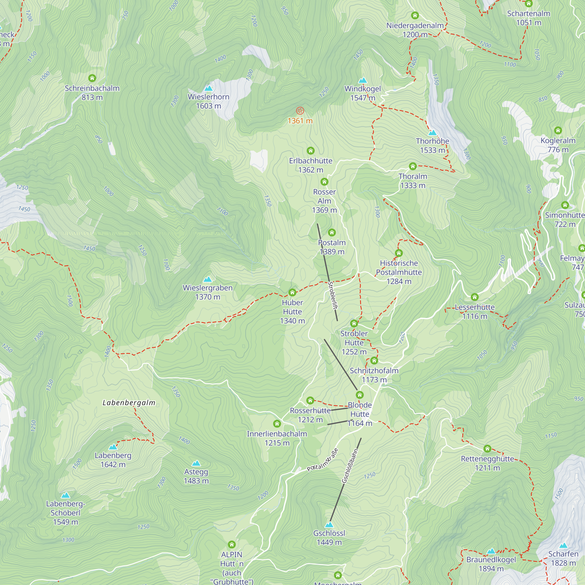 Huber Hütte map