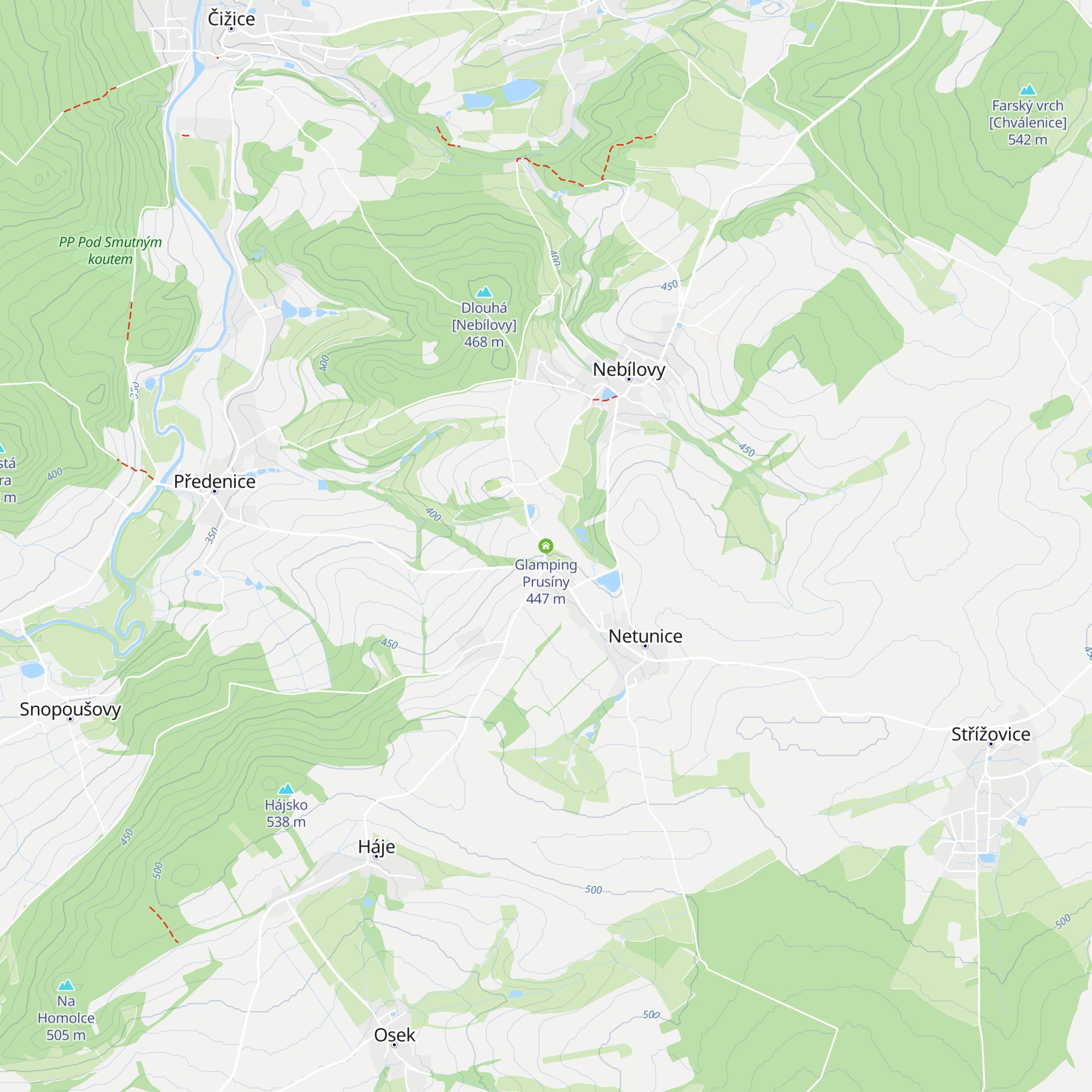 Glamping Prusíny map