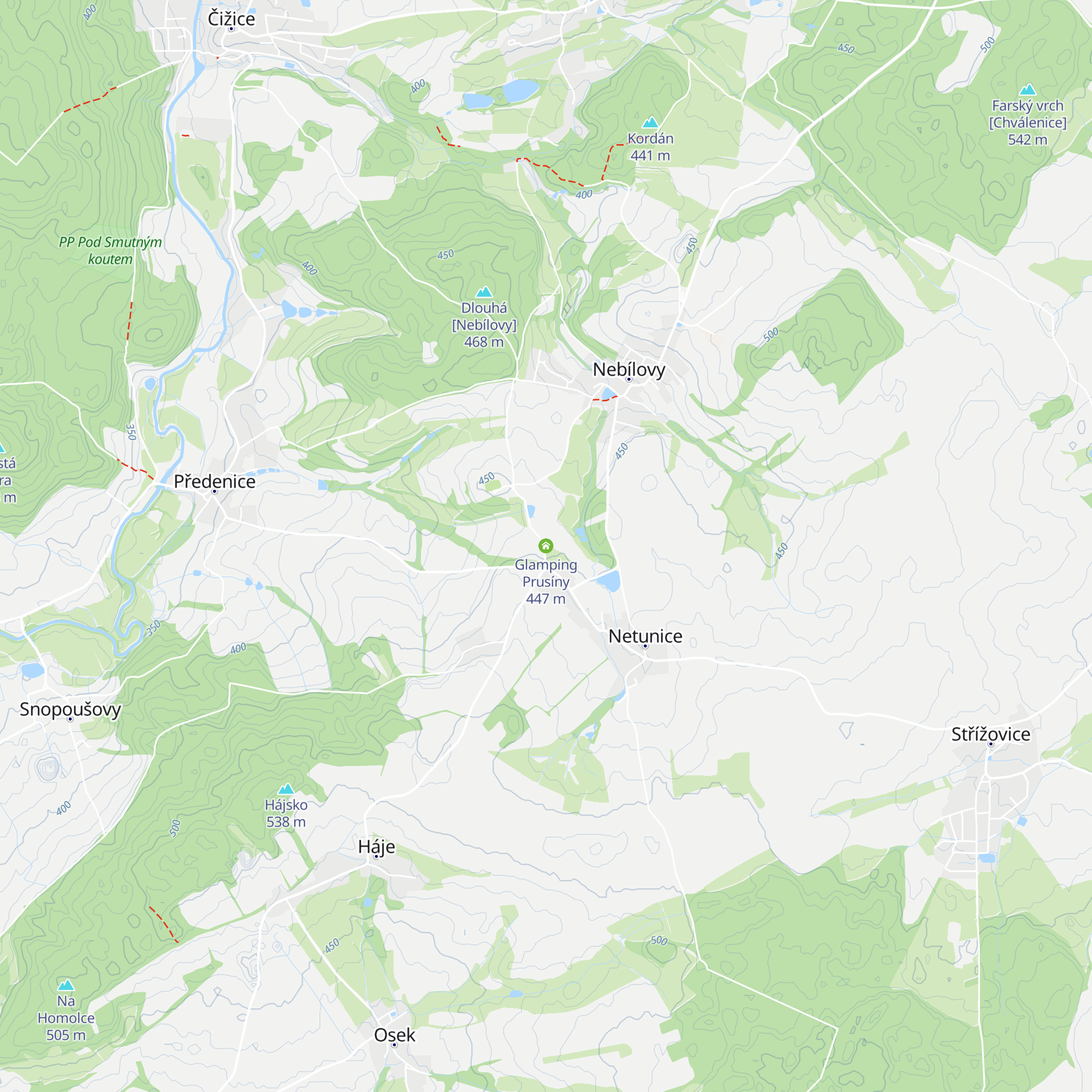 Glamping Prusíny map