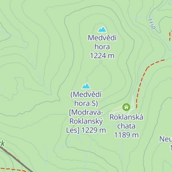 Map of (Medvědí hora S) [Modrava-Roklanský Les]