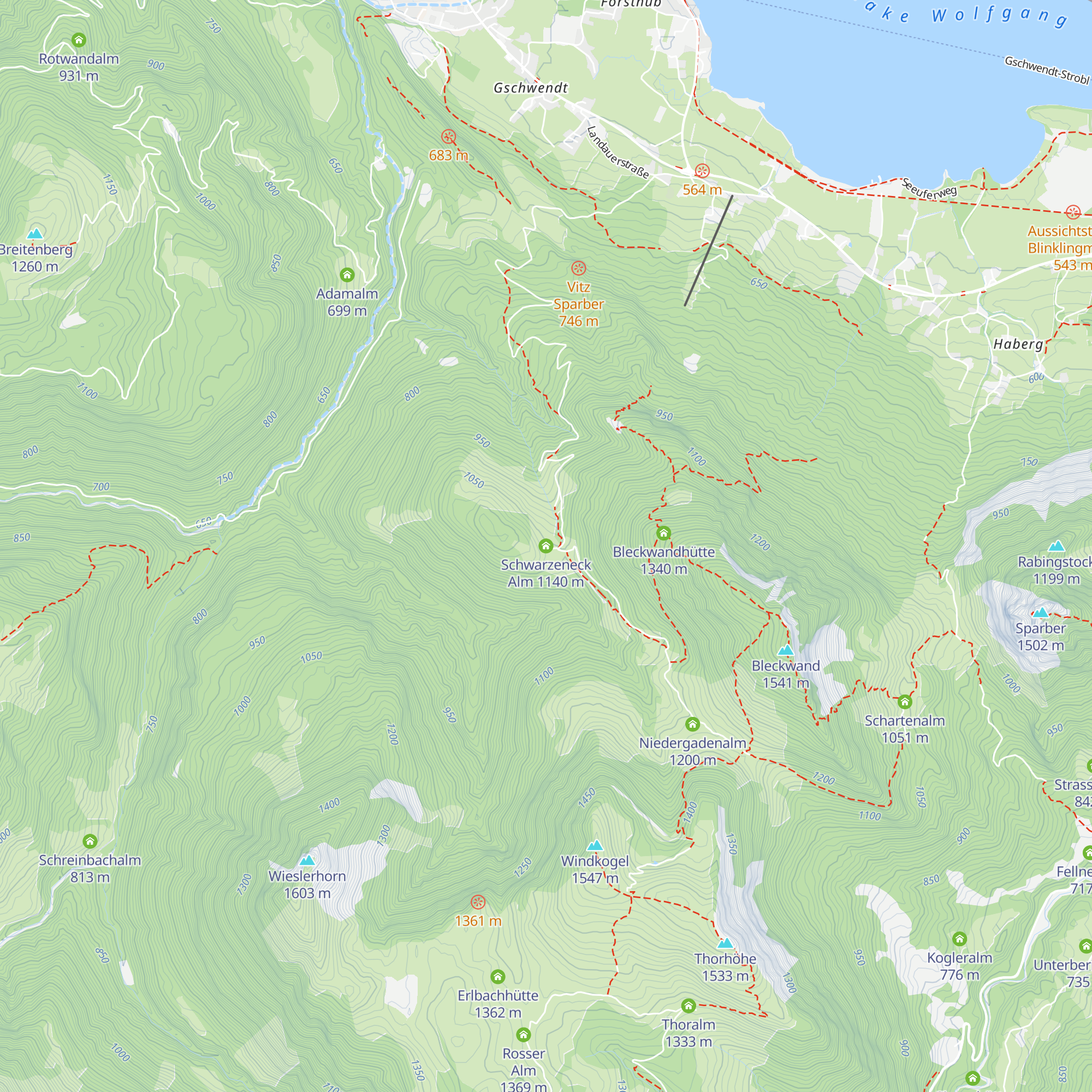Schwarzeneck Alm map
