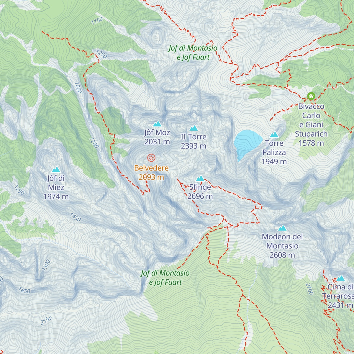 Bivacco Adriano Suringar map