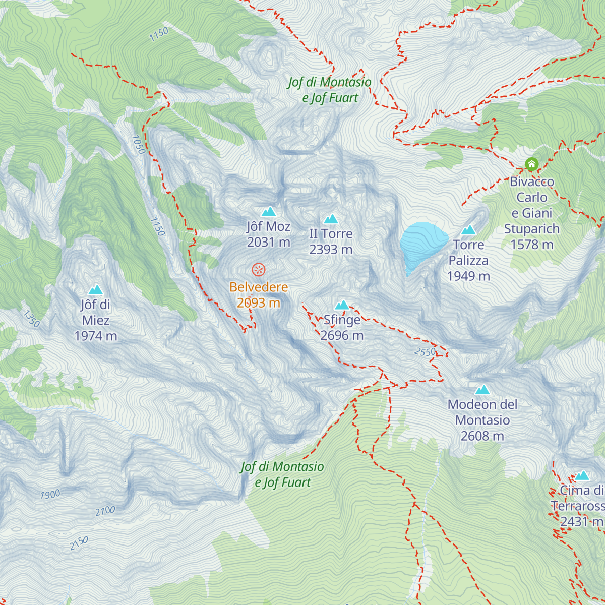 Bivacco Adriano Suringar map