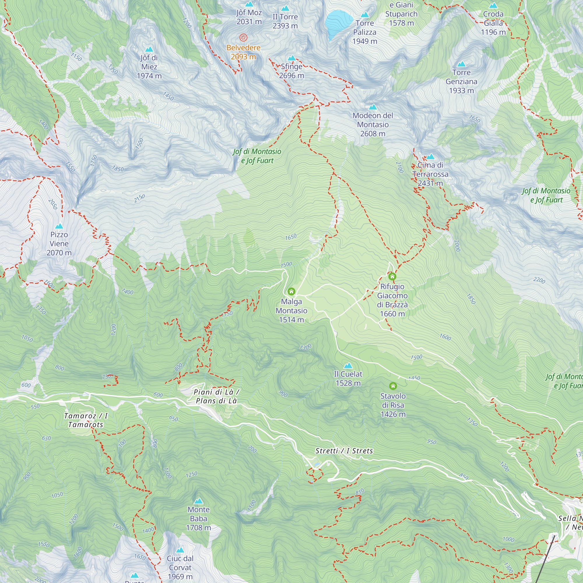 Malga Montasio map