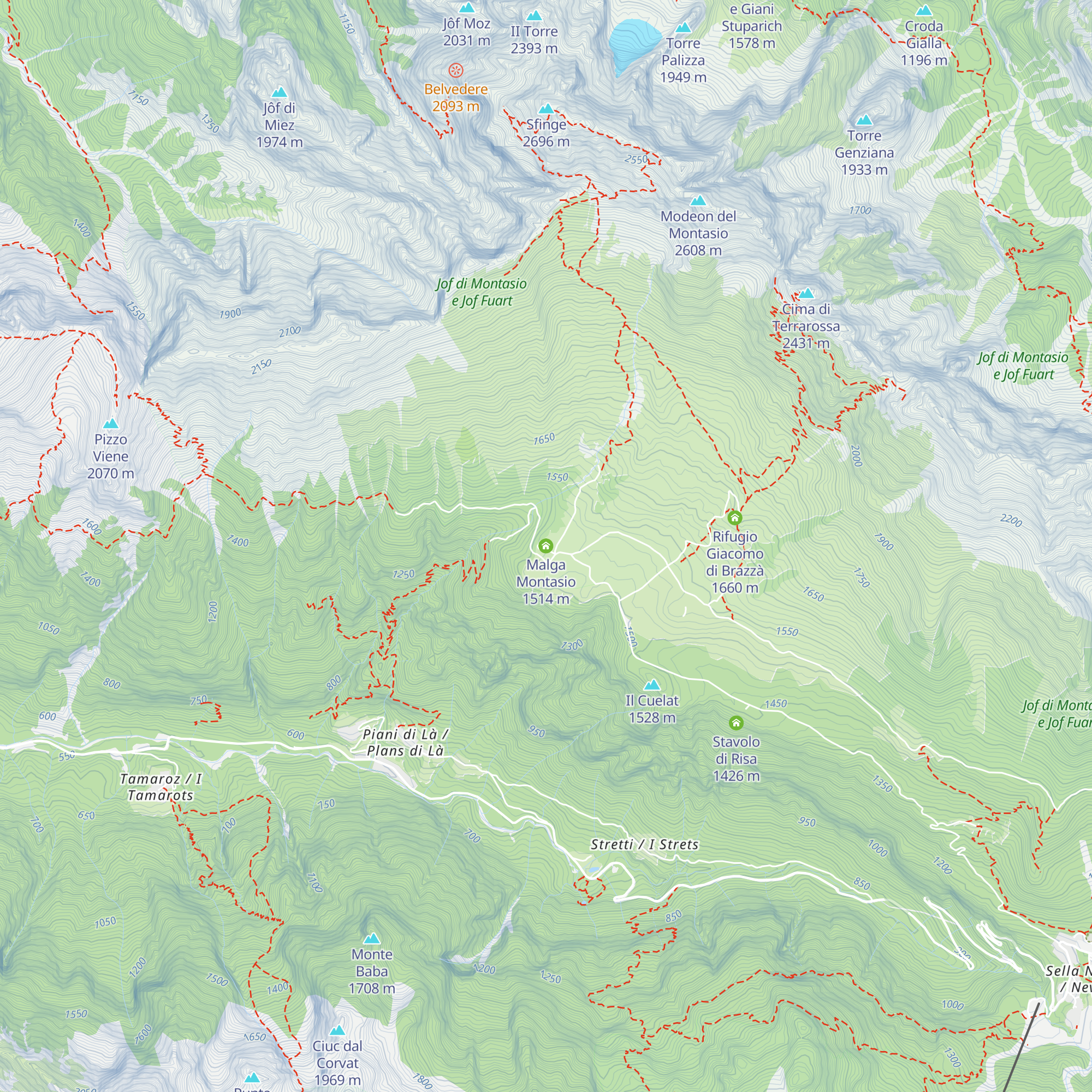 Malga Montasio map