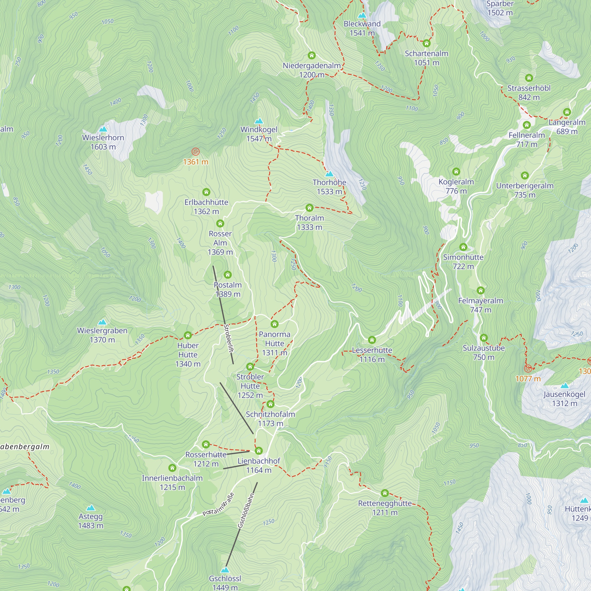 Historische Postalmhütte map